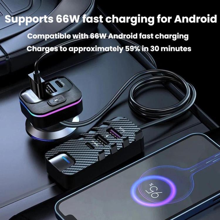YQ2 6-Port Multi-Function Car Phone Charger 66W Fast Charging Car Charger With Cable, YQ2