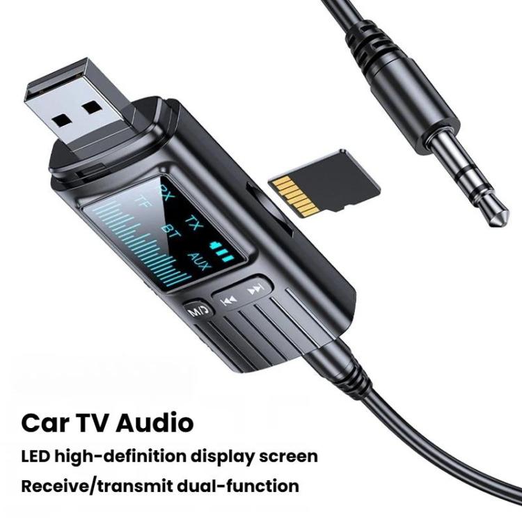 GT72 Bluetooth 5.4 Audio Adapter With Digital Display Portable Receiver & Transmitter, GT72
