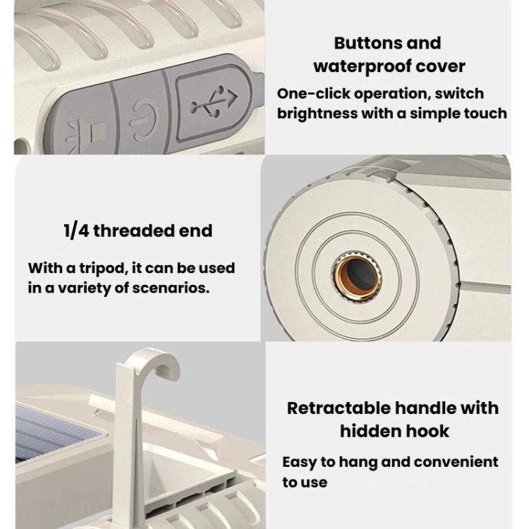 WUSHANG WS-HD52 Portable Foldable Solar String Light With Battery Indicator Multi-Level Dimmable Camping Lantern