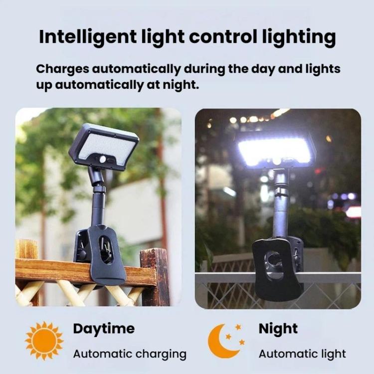 Solar Intelligent Motion Sensor Clip-On Light Outdoor Courtyard & Lawn Lamp, White Light, Warm Light, Three-Color Light Black, Three-Color Light White