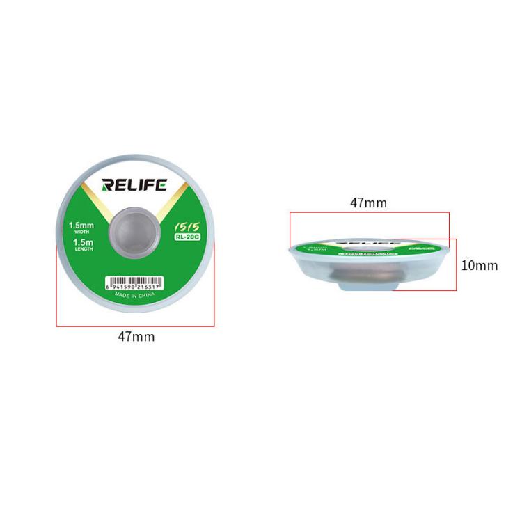 RELIFE RL-20C PCB Solder Cleaning Corrosion-Resistant Solder Removal Tape, 1.5mm x 1.5m, 2mm x 1.5m, 2.5mm x 1.5m, 3mm x 1.5m, 3.5mm x 1.5m