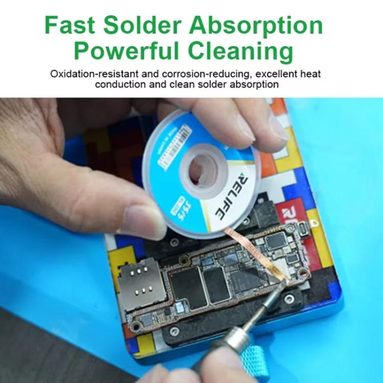 RELIFE RL-20C PCB Solder Cleaning Corrosion-Resistant Solder Removal Tape, 1.5mm x 1.5m, 2mm x 1.5m, 2.5mm x 1.5m, 3mm x 1.5m, 3.5mm x 1.5m