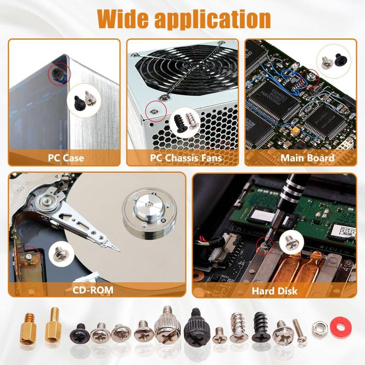 228pcs Computer Case Screw Set PC Mounting Screws Kit For Hard Drive, Motherboard, 228pcs /Set