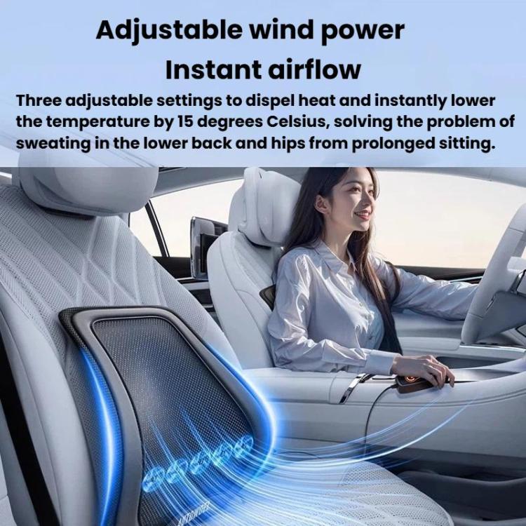 AUTOWOEL Universal Car Ventilated Lumbar Support Portable Car Seat Back Cushion, Without Fan Grey, Without Fan Blue, With Fan Grey, With Fan Blue