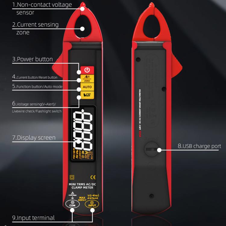 High Precision Smart Clamp Meter AC/DC 100A 6000-Count Multimeter, UX1
