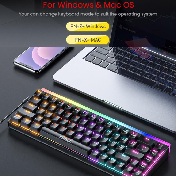 iMICE GK-170 Type-C 1.5m Wired Hot-Swappable 68-Key RGB Mechanical Keyboard, GK-170