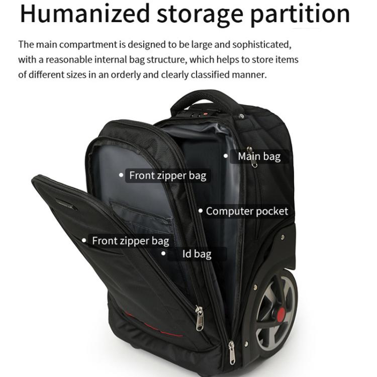20 Inch Carry-On Trolley Backpack Large Capacity Waterproof Oxford Travel Duffle Bag With Wheels & TSA Lock