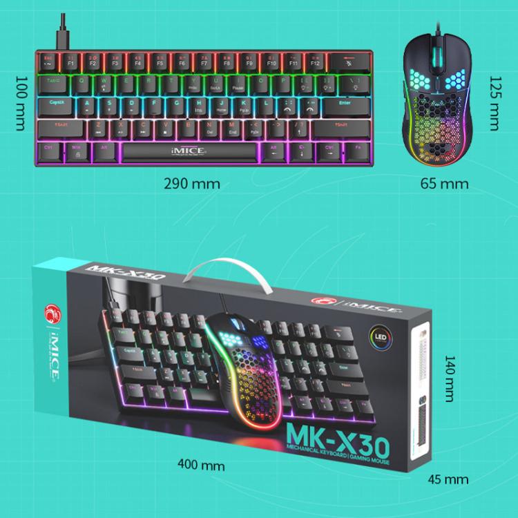 iMICE MK-X30 RGB Lighting Customizable 1.5m Wired Mechanical Gaming Keyboard Mouse Set