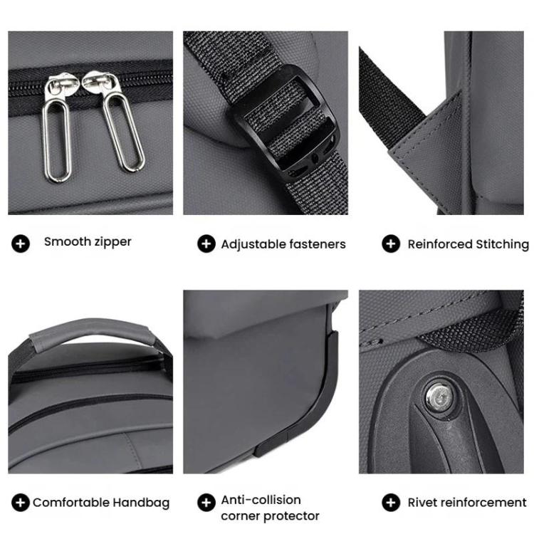 Large Capacity Wheeled Backpack for Men Carry-On Trolley Laptop Backpack with Hidden Shoulder Straps