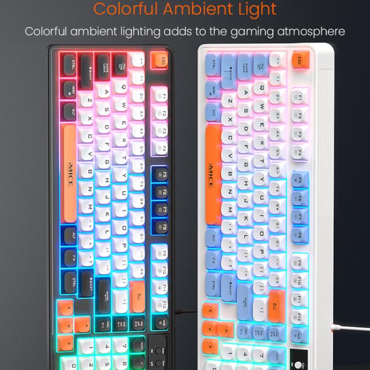iMICE AK-300 99-key USB Backlit Multi-Color Keycap 1.5m Wired Gaming Keyboard With Dimmer Knob, AK-300