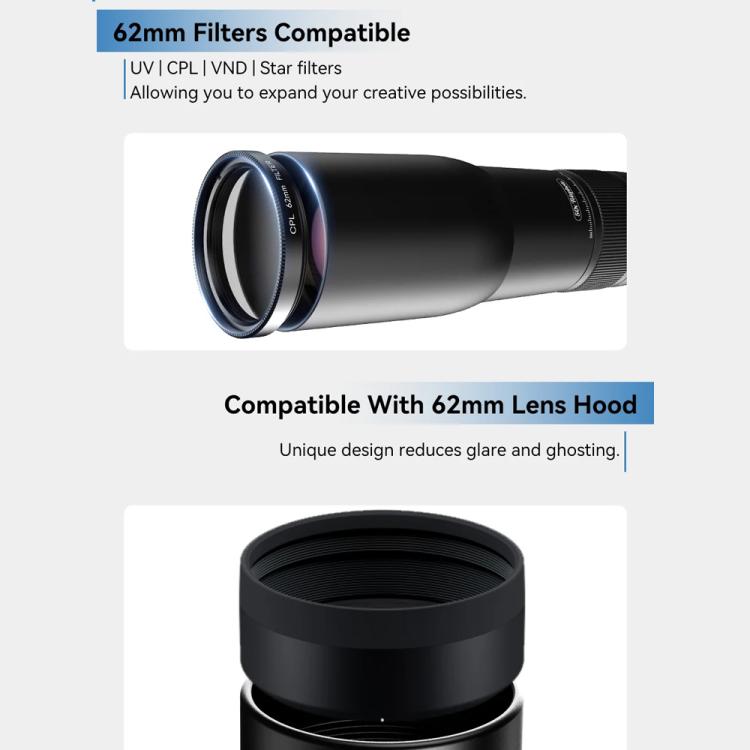 APEXEL TeleCular 50x Telephoto Lens Kit for Smartphone with 360-degree Ball Head Tripod & Internal Focus, APL-T50X