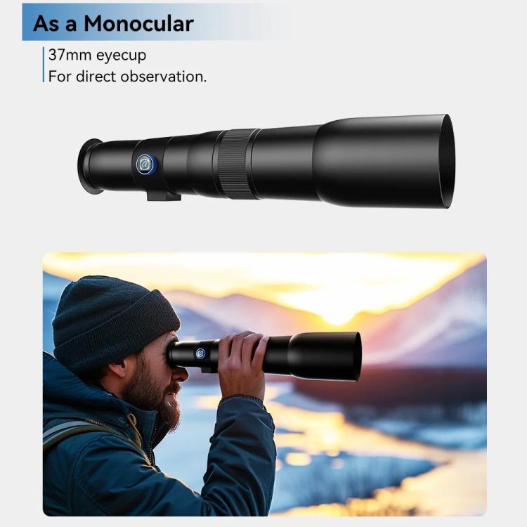 APEXEL TeleCular 50x Telephoto Lens Kit for Smartphone with 360-degree Ball Head Tripod & Internal Focus, APL-T50X