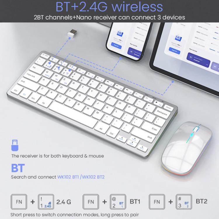 iMICE WK-102 Type-C Rechargeable Dual-Mode Wireless Keyboard and Mouse Set