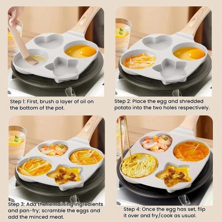 Household Non-Stick 4-Hole Frying Pan Egg & Burger Maker Pan