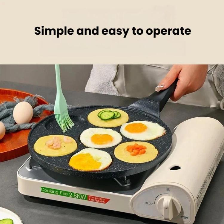 7-Cup Non-Stick Breakfast Burger Pan Household Flat Bottom Egg Frying Pan, Smooth Finish Gas, Waffle Gas, Smooth Finish General, Waffle General