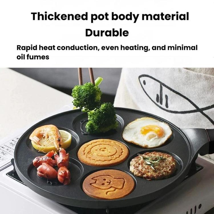 7-Cup Non-Stick Breakfast Burger Pan Household Flat Bottom Egg Frying Pan, Smooth Finish Gas, Waffle Gas, Smooth Finish General, Waffle General