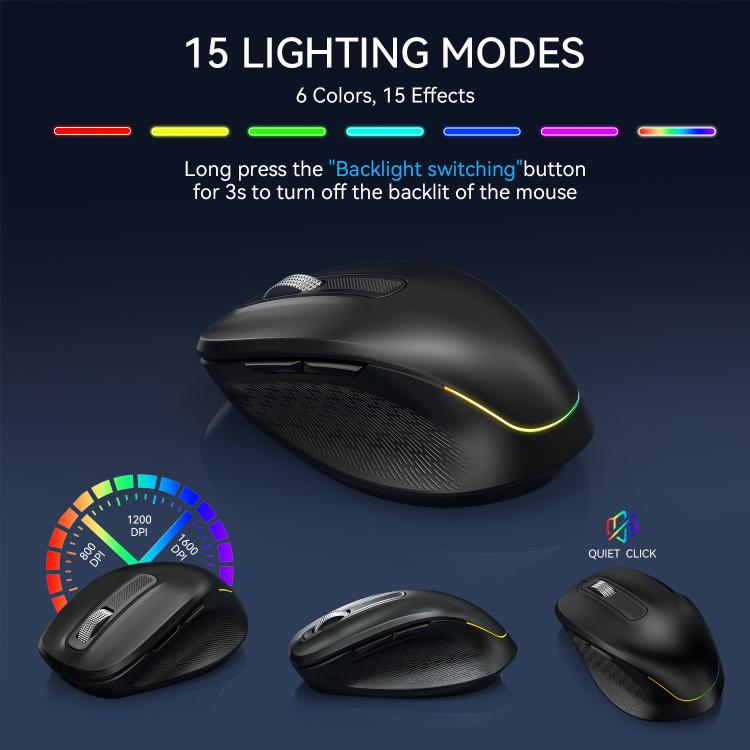 Wireless Keyboard and Mouse Set with Phone/Tablet Slot RGB Backlit Rechargeable Keyboard Mouse Combo, 2.4G Single Mode, 2.4G & Bluetooth
