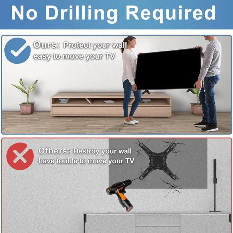 JJ-9248-B-0 2pcs TV No-Drill Base Stand For TCL Roku TV 28 / 32 / 40 / 43 / 49 / 50 / 55 / 58 / 65 Inch