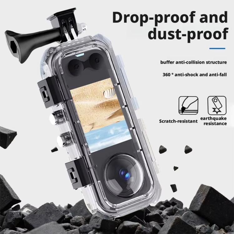 For Insta360 X5 Invisible Dive Case 45M/147ft Waterproof Underwater Housing Shell With Seamless 360 Degree Stitching, PC Lens