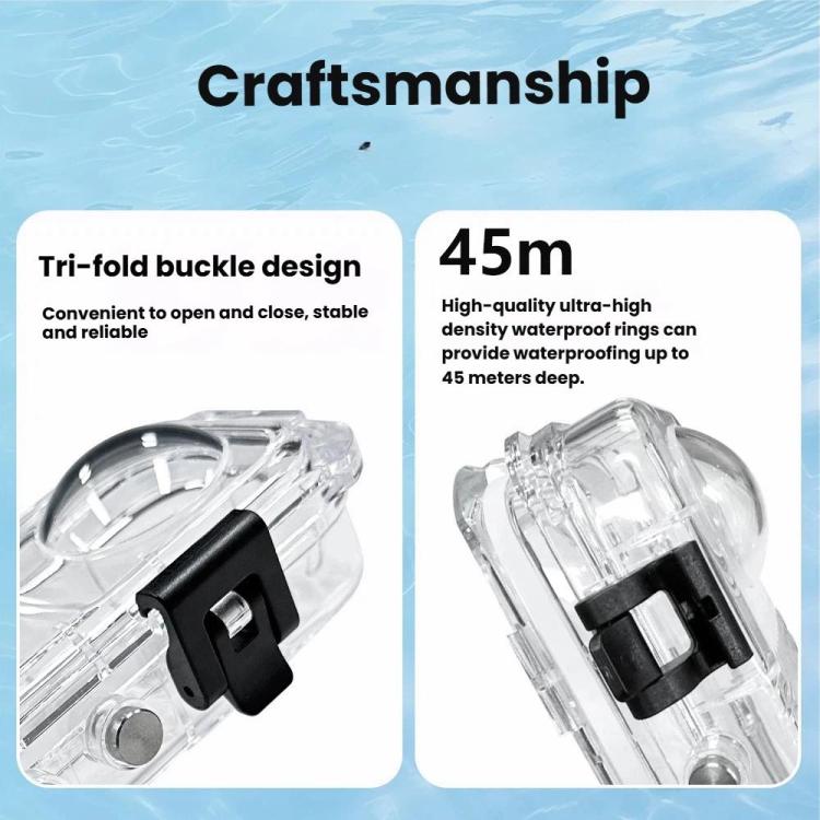 For Insta360 X5 Invisible Dive Case 45M/147ft Waterproof Underwater Housing Shell With Seamless 360 Degree Stitching, PC Lens