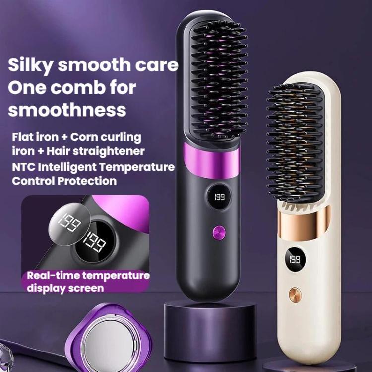 Portable Wireless Digital Display Hair Straightening Brush Negative Ion Hair Care Cordless Styling Comb