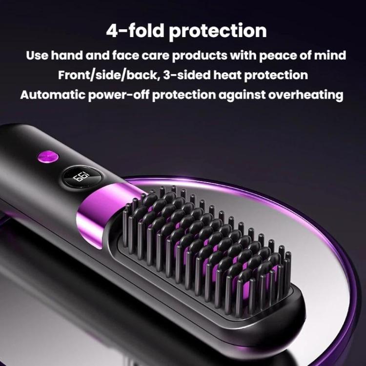 Portable Wireless Digital Display Hair Straightening Brush Negative Ion Hair Care Cordless Styling Comb