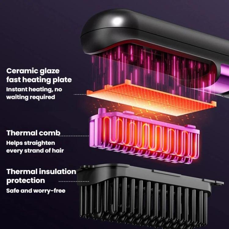 Portable Wireless Digital Display Hair Straightening Brush Negative Ion Hair Care Cordless Styling Comb