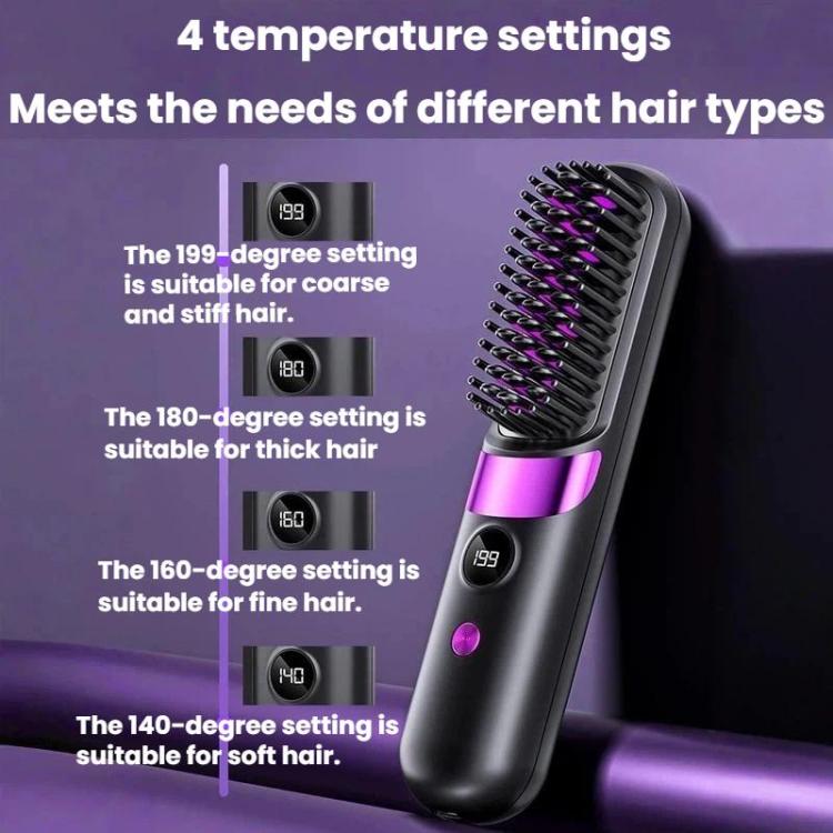 Portable Wireless Digital Display Hair Straightening Brush Negative Ion Hair Care Cordless Styling Comb