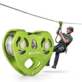 XINDA Double Trolley Pulley 5kN/5500lbs Heavy Duty Heart-Shaped Zip Line Pulley Tandem Pulley For Climbing, Rescue