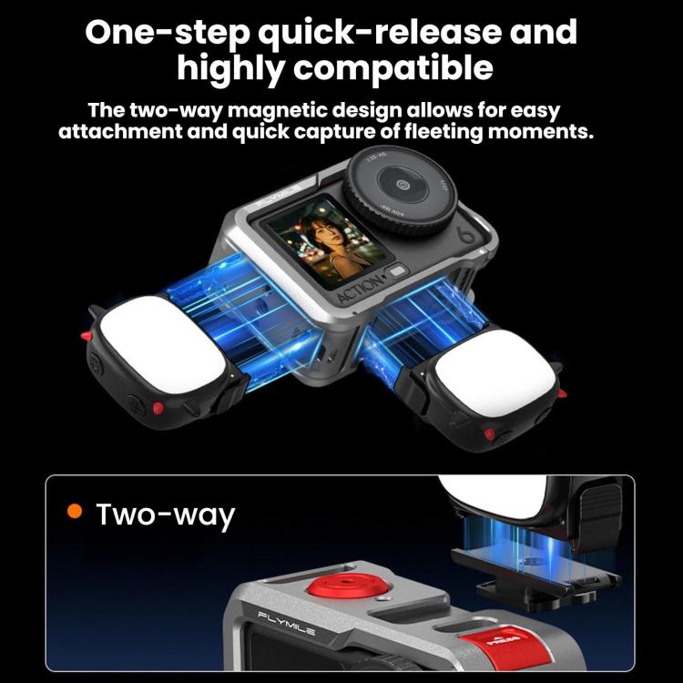BRDRC Handheld Selfie Monster Fill Light Accessory, For DJI Osmo Action 3 / 4 / 5 Pro, For DJI Osmo Action 6 / Nano