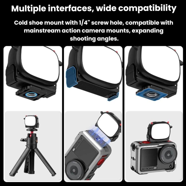 BRDRC Handheld Selfie Monster Fill Light Accessory, For DJI Osmo Action 3 / 4 / 5 Pro, For DJI Osmo Action 6 / Nano
