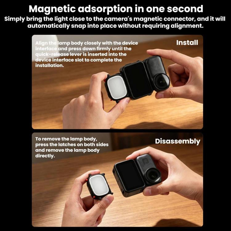 BRDRC Handheld Selfie Monster Fill Light Accessory, For DJI Osmo Action 3 / 4 / 5 Pro, For DJI Osmo Action 6 / Nano