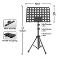 Portable Foldable Universal Music Stand Height Adjustable Sheet Music Rack For Rehearsal & Performance, Stand + Folder + Storage Bag