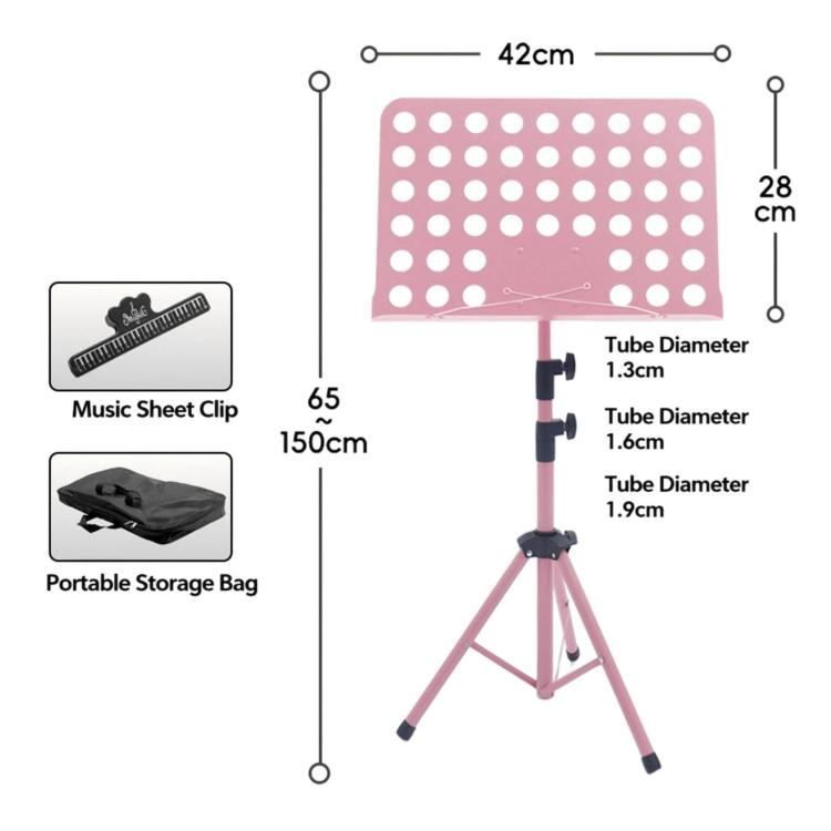Portable Foldable Universal Music Stand Height Adjustable Sheet Music Rack For Rehearsal & Performance, Stand + Folder + Storage Bag