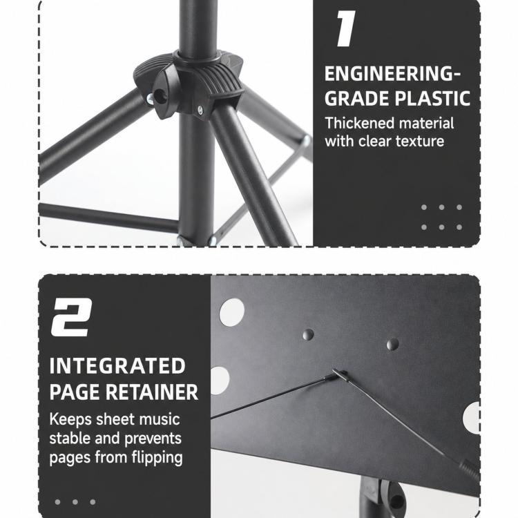 Portable Foldable Universal Music Stand Height Adjustable Sheet Music Rack For Rehearsal & Performance, Stand + Folder + Storage Bag