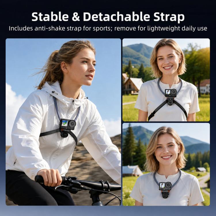Flymile First-person Perspective Shot Magnetic Quick-release Neck Brace, For DJI Osmo Action 3 / 4 / 5 Pro / 6, For Insta360 Ace / Ace Pro 2 / X5, Universal Action Camera Two-Claw