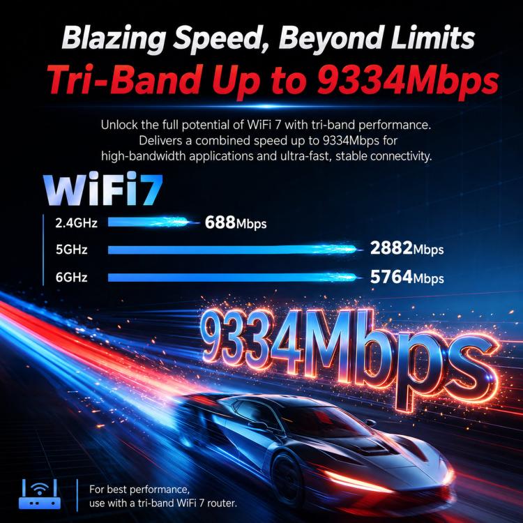 COMFAST CF-BE930 Pro BE9300 WiFi 7 PCIe Card Bluetooth 5.4 Tri-Band Desktop Wireless Adapter, CF-BE930 Pro