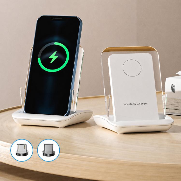 Magnetic Charging Stand With Passive Sound Amplifier Desktop Phone Holder, A9299 (White)