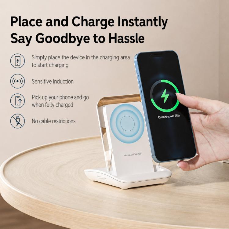 Magnetic Charging Stand With Passive Sound Amplifier Desktop Phone Holder, A9299 (White)