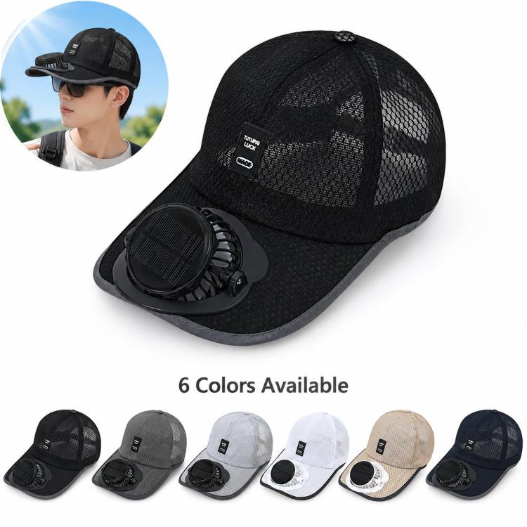Solar Fan Hat with 3-Speed Adjustable Cooling Rechargeable Sun Cap Mesh Breathable Baseball Visor