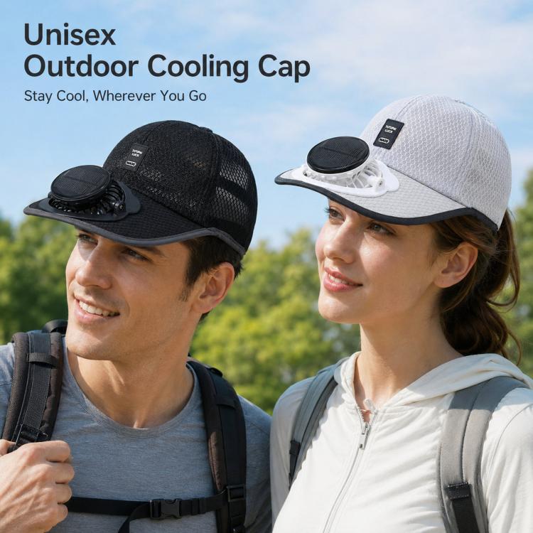 Solar Fan Hat with 3-Speed Adjustable Cooling Rechargeable Sun Cap Mesh Breathable Baseball Visor