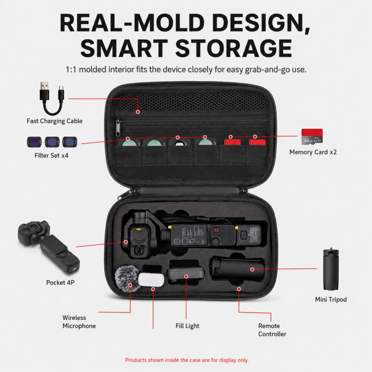 For DJI Osmo Pocket 4P Carrying Case Hard Shell Waterproof Storage Bag With Strap