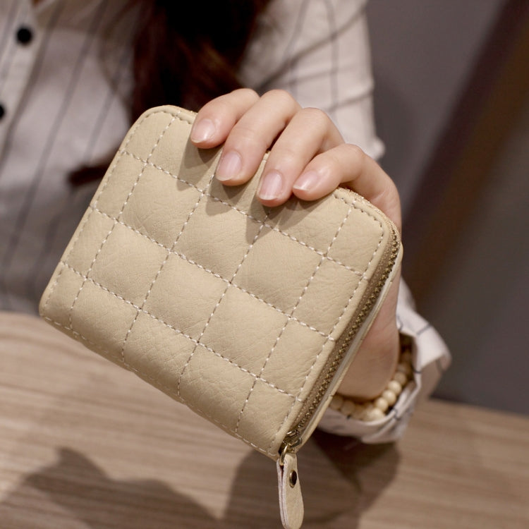 Women  Short Zipper Cute Coin Purse Mini Wallet(Beige)