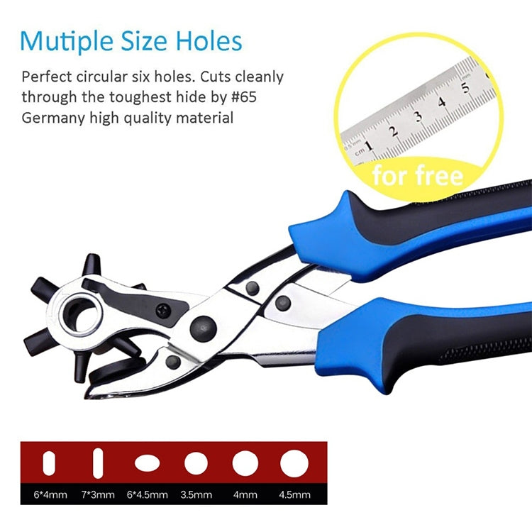 Multifunctional Belt Hole Puncher with 6 Holes Leather Hole Punch for Leather Belts Cards Paper Fabric(Red)