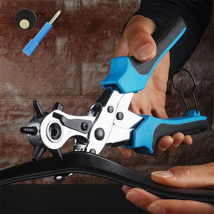 Multifunctional Belt Hole Puncher with 6 Holes Leather Hole Punch for Leather Belts Cards Paper Fabric(Red)
