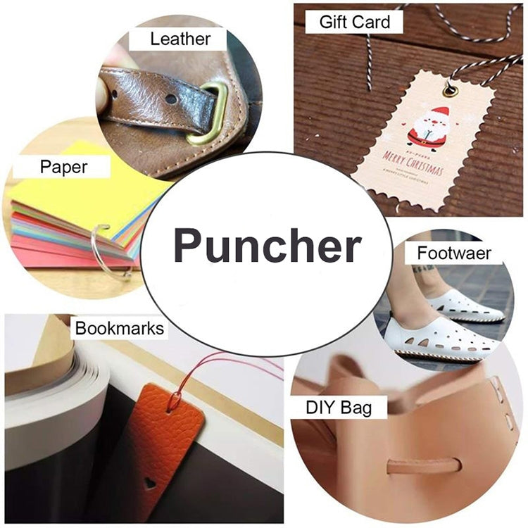 Multifunctional Belt Hole Puncher with 6 Holes Leather Hole Punch for Leather Belts Cards Paper Fabric(Red)