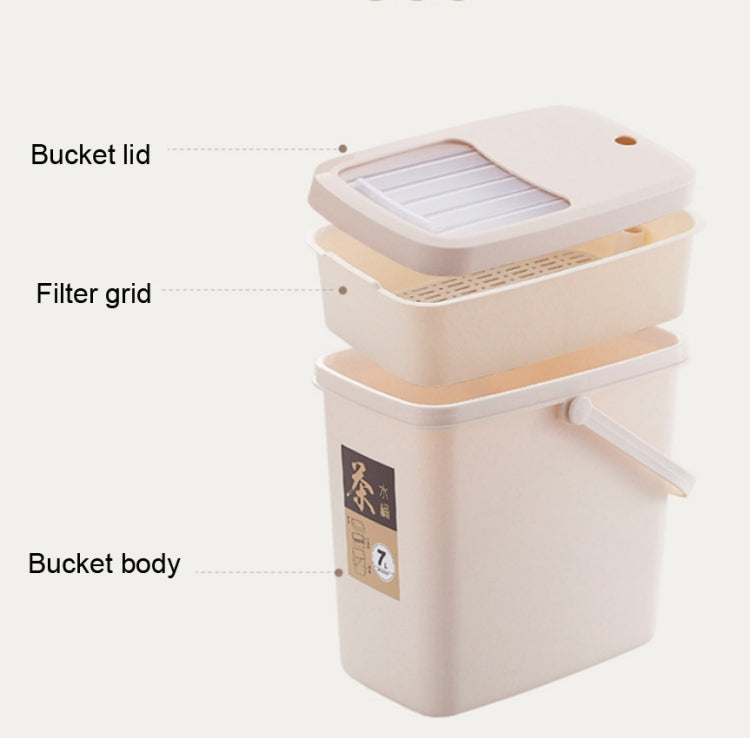 Office Plastic Tea Residue Bucket Tea Waste Bucket Push Lid Portable Trash Can, Style:7L