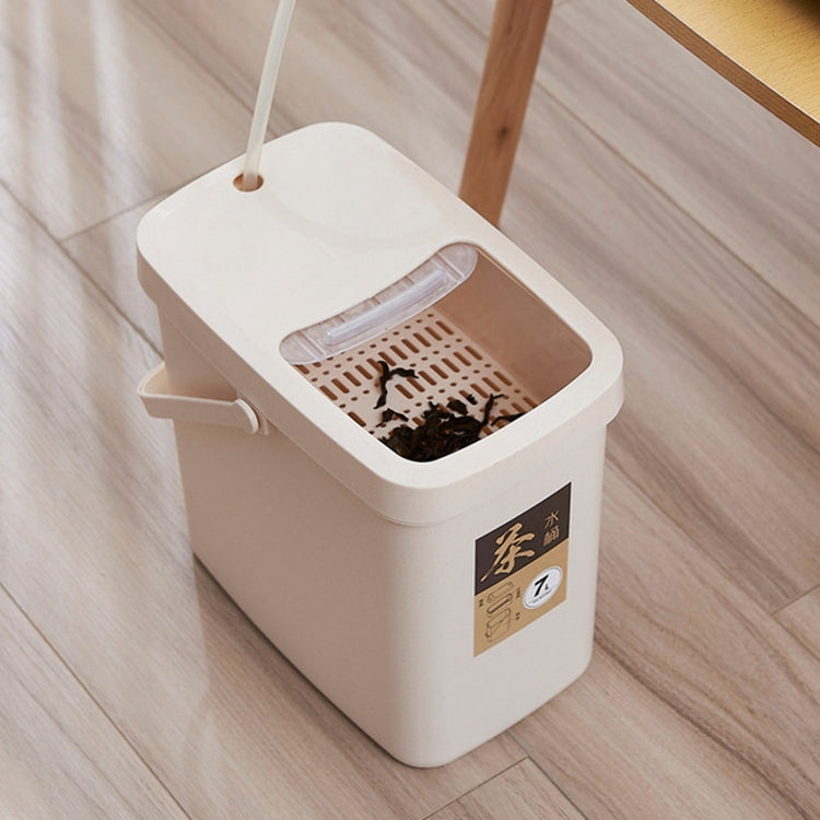 Office Plastic Tea Residue Bucket Tea Waste Bucket Push Lid Portable Trash Can, Style:7L