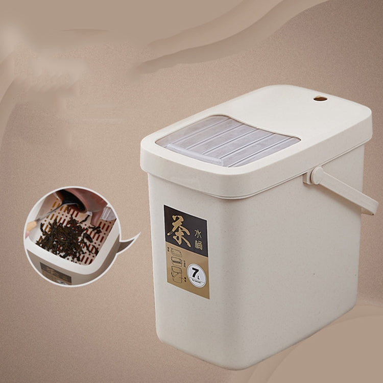 Office Plastic Tea Residue Bucket Tea Waste Bucket Push Lid Portable Trash Can, Style:7L