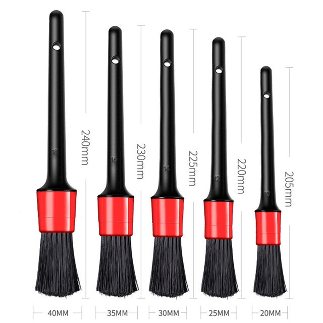 5 in 1 Car Detailing Brush Cleaning Natural Boar Hair Brushes Auto Detail Tools Products Wheels Dashboard,Random Color Delivery